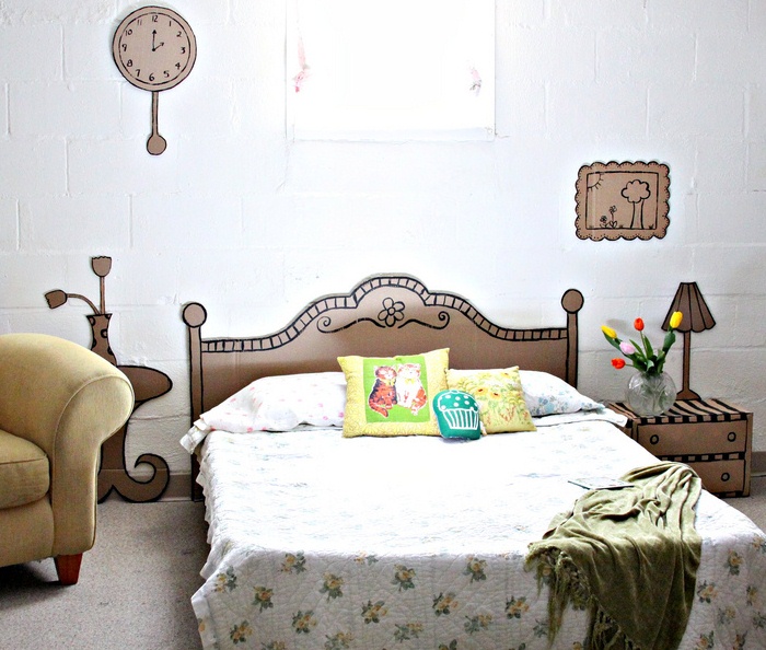 Decorando o quarto da visita com papelão - Alô terra