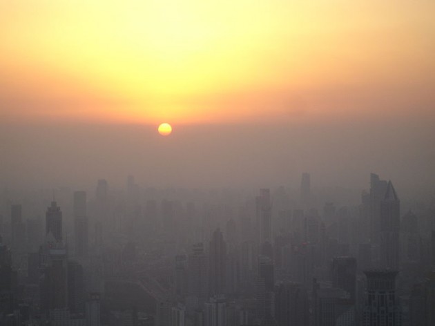 pôr-do-sol na China. Triste.